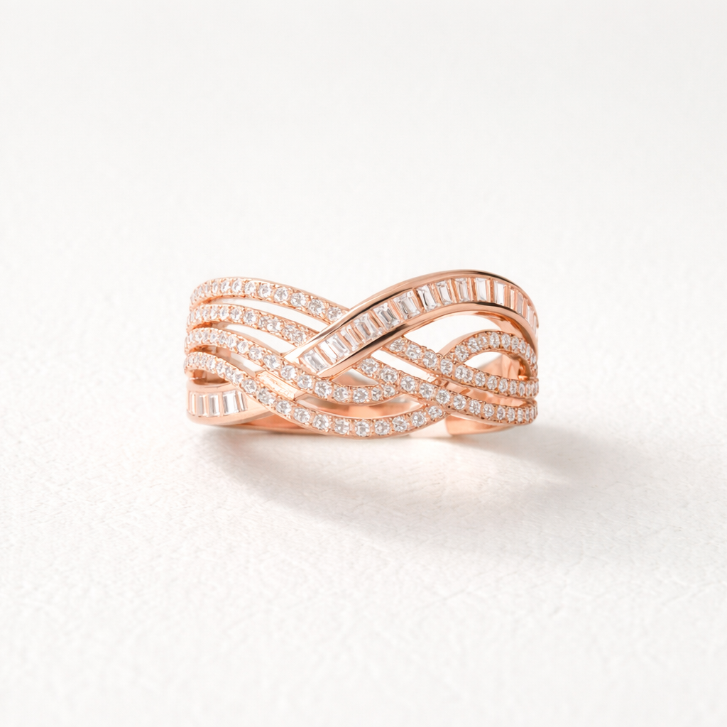 The Rose Gold Ribbon Interlace Ring
