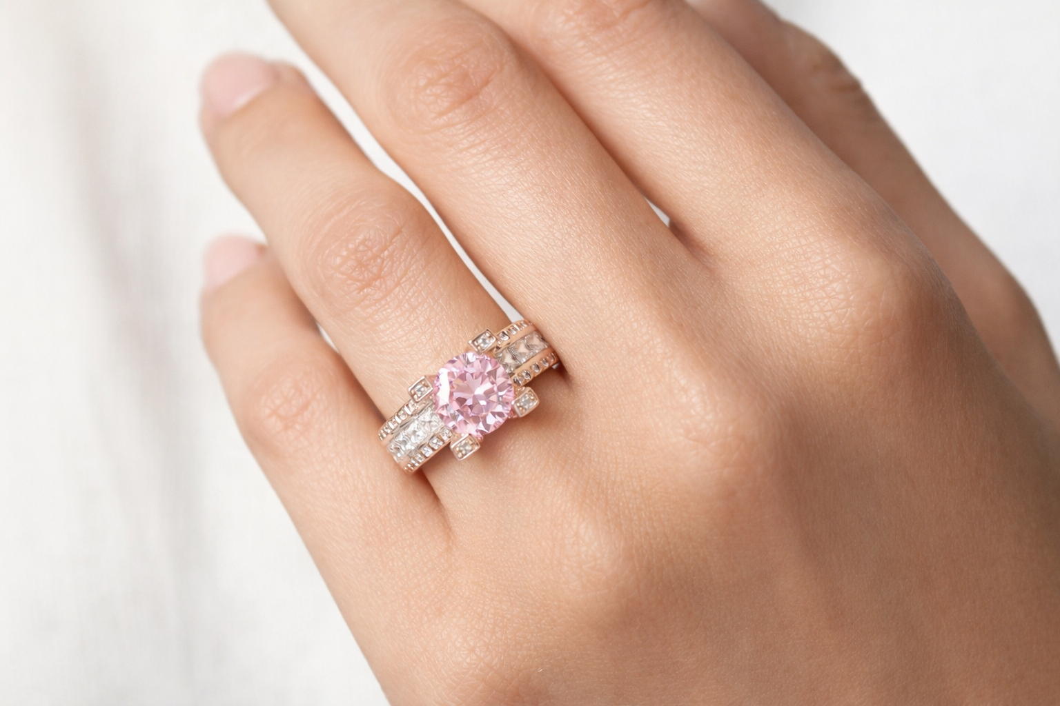 The Rose Gold Pink Solitaire Ring