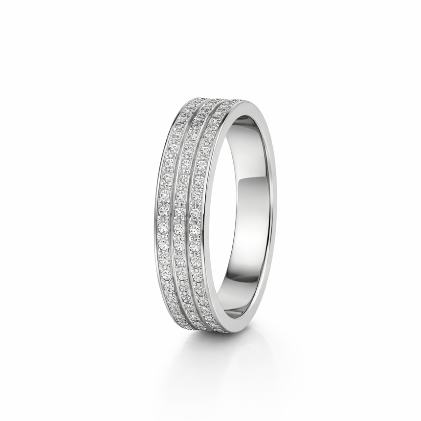 The Silver Three-Row Brilliance Ring