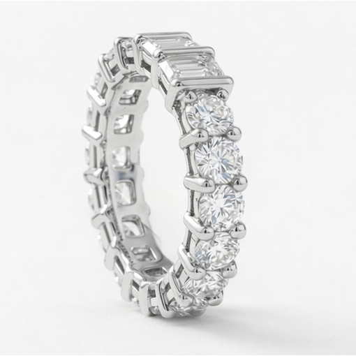 The Vega Silver Dual-Cut Eternity Band