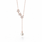 The Pavé Petal Pearl Drop Necklace