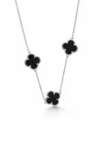 The Vega Onyx Triple Clover Necklace