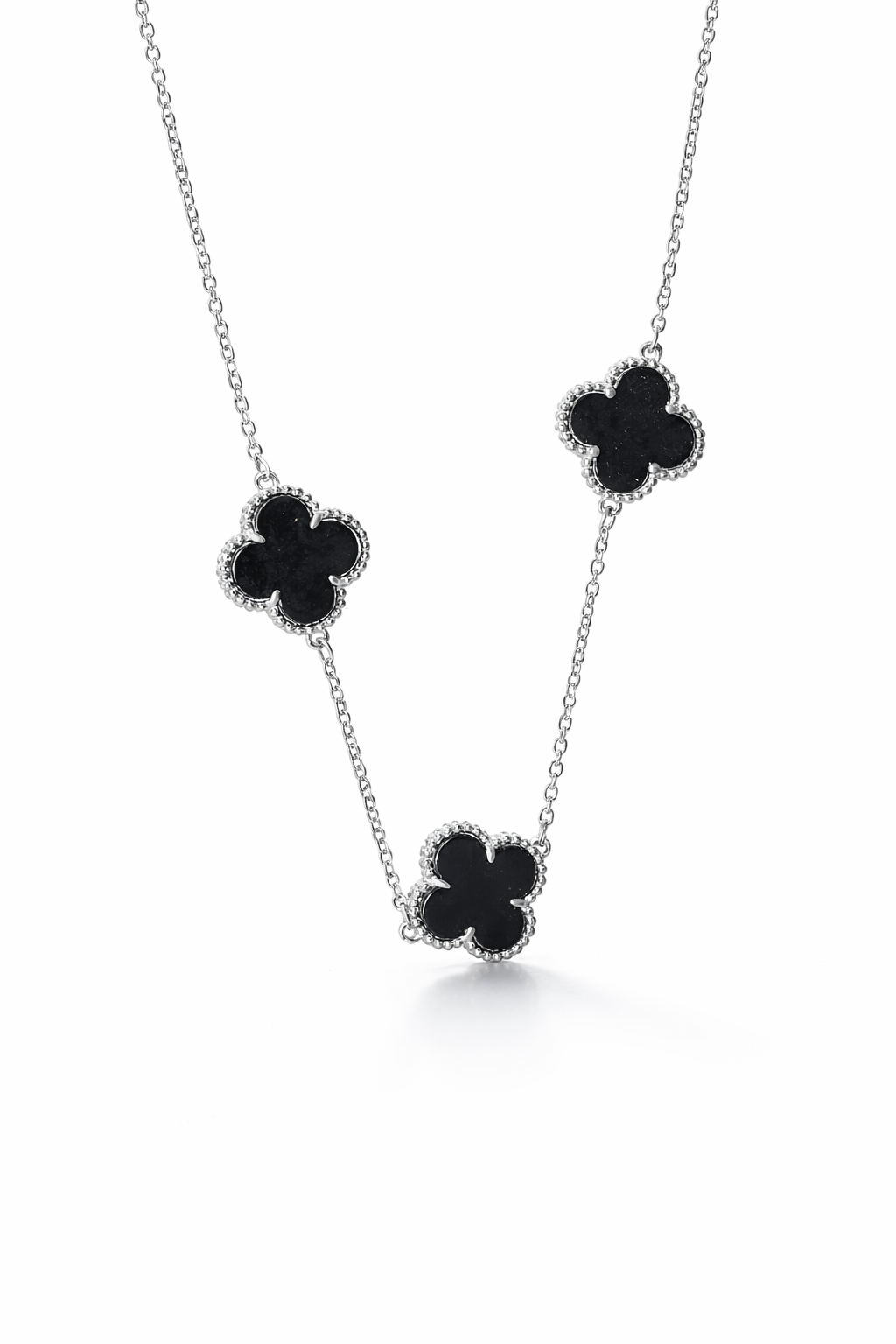 The Vega Onyx Triple Clover Necklace