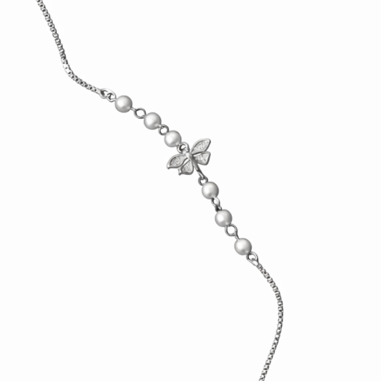 The Vega Silver Pearl & Dragonfly Bracelet