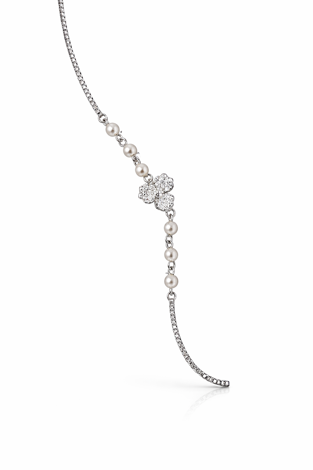 The Vega Silver Pearl & Blossom Bracelet