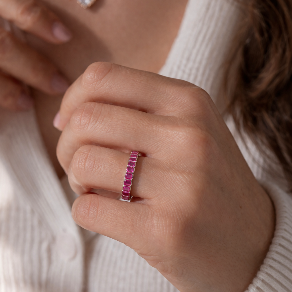 The Vega Magenta Emerald-Cut Band