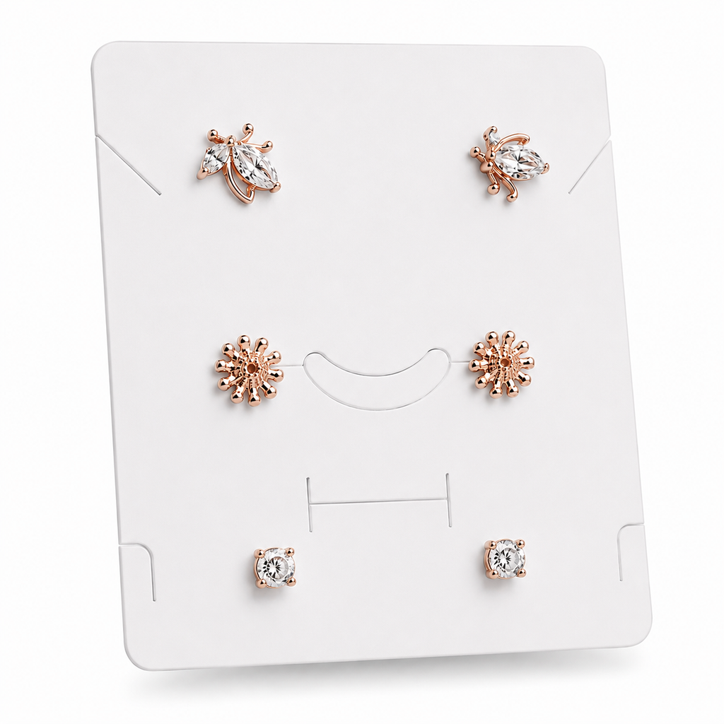 The Bee, Bloom & Solitaire 3-Piece 92.5 Silver earings
