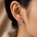 The Serpentine Pavé 92.5 Silver Huggies