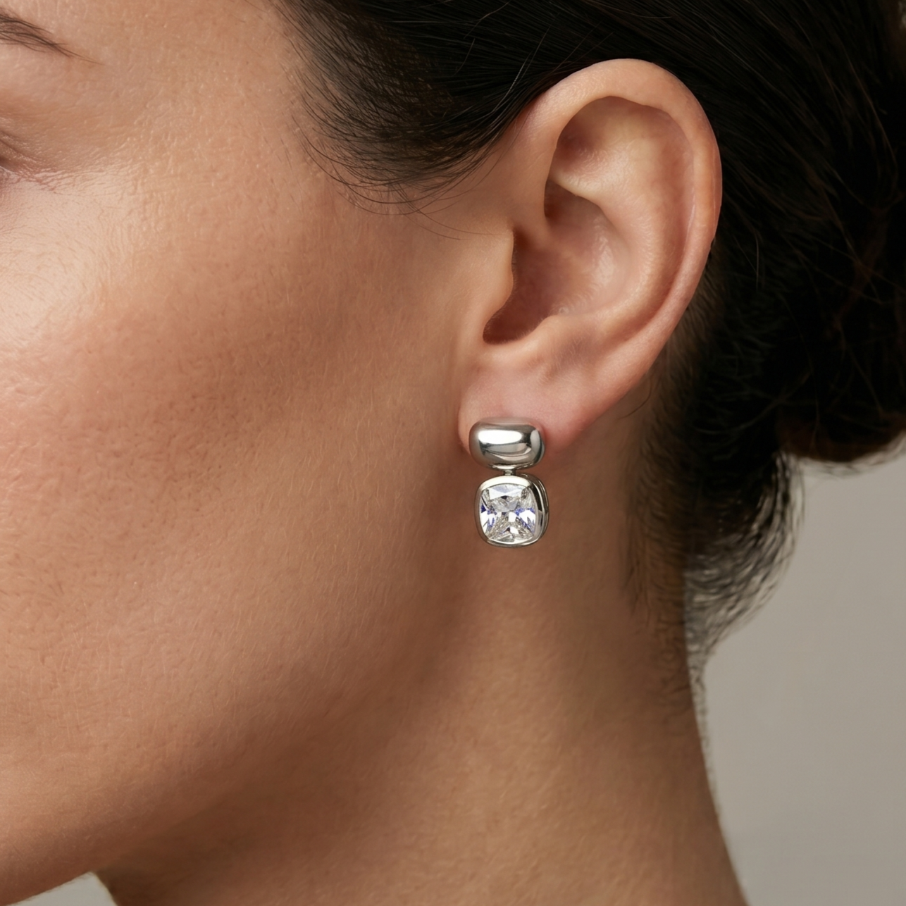 Minimalist Bold Solitaire 92.5 Silver Earrings