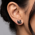 Black Crystal Pavé Swan 92.5 Silver Earrings