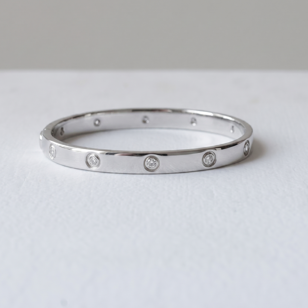 Minimalist Bezel Stone 92.5 Silver Kada
