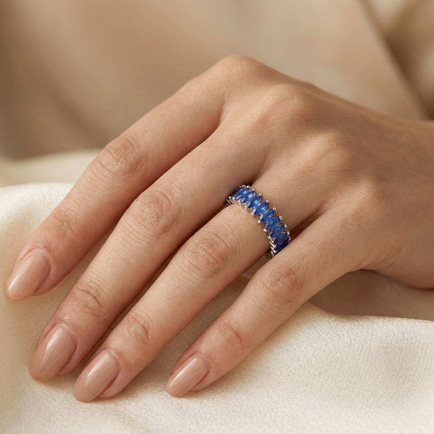 The Vega Sapphire Marquise Band