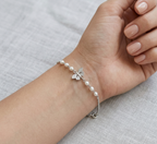 The Vega Silver Pearl & Dragonfly Bracelet