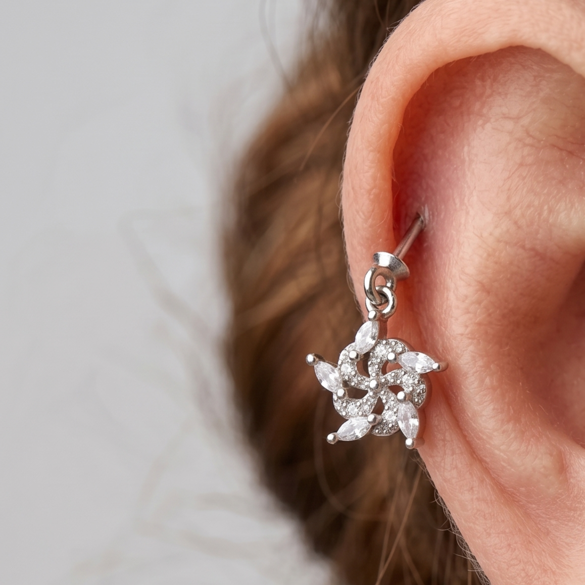 Radiant Marquise Swirl 92.5 Silver Earrings (HELIX)