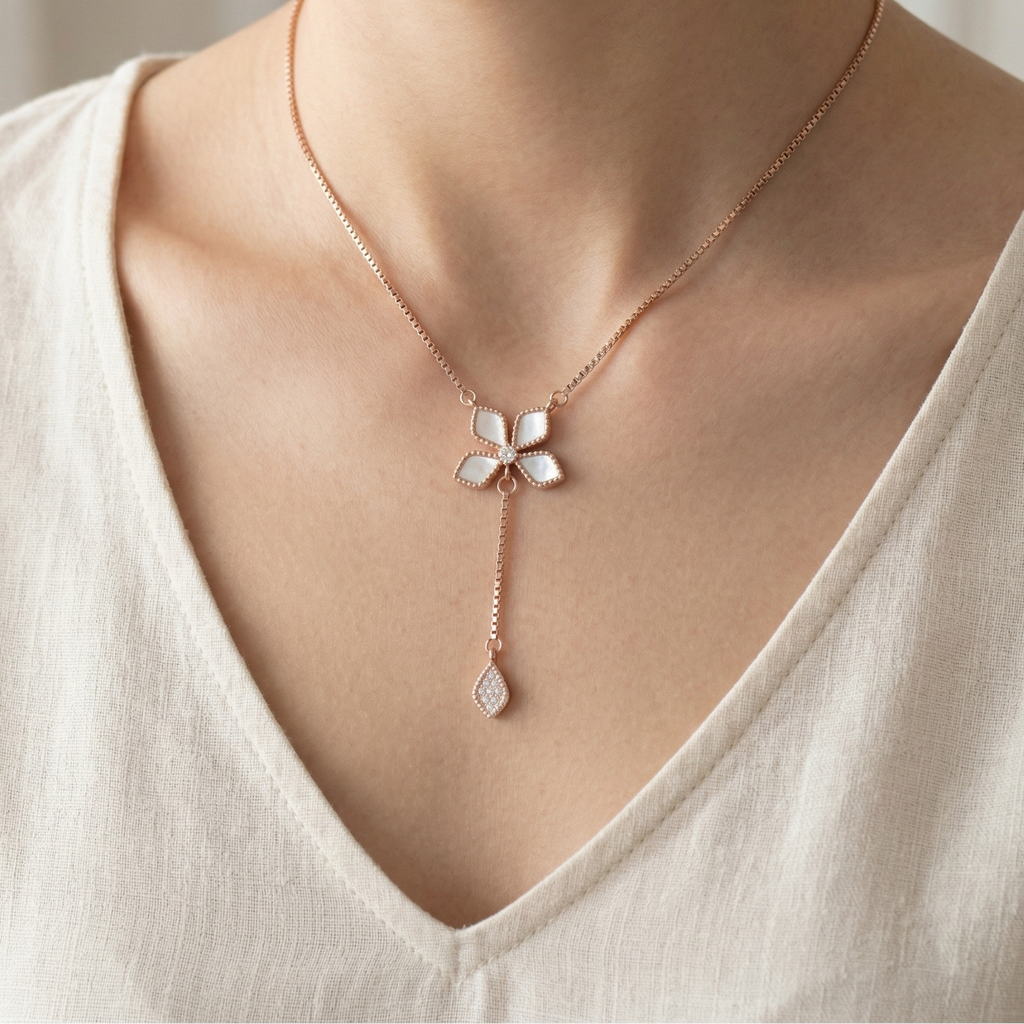 The Vega Mother-of-Pearl Blossom Lariat