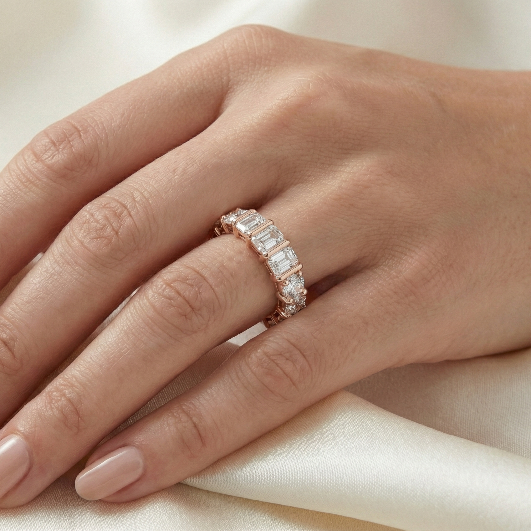 The Vega Dual-Cut Eternity Band