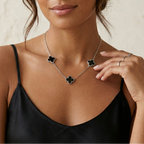 The Vega Onyx Triple Clover Necklace