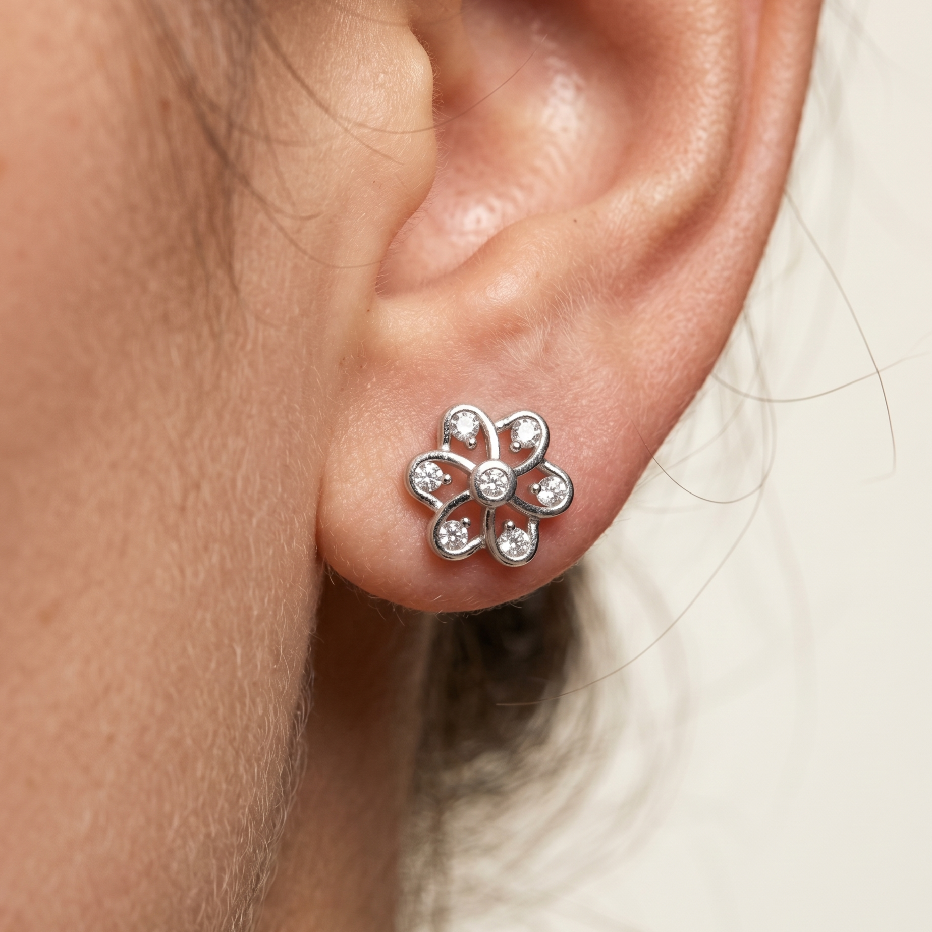 Classic Floral Cluster 92.5 Silver Earrings