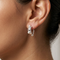 Vintage-Inspired Pearl Studded 92.5 Silver Hoops