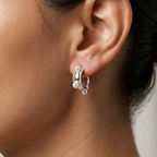 Vintage-Inspired Pearl Studded 92.5 Silver Hoops