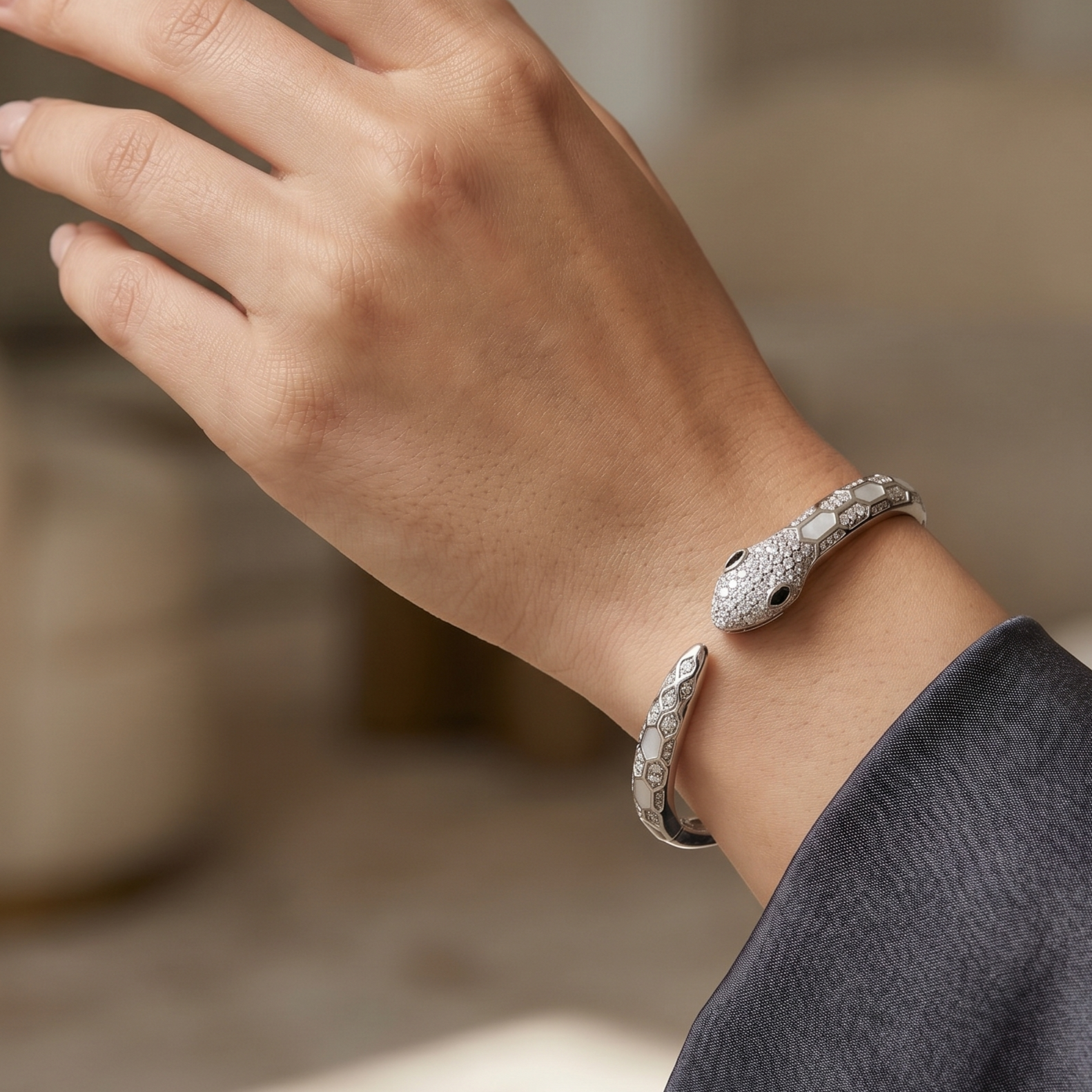 Statement Serpent Wrap 92.5 Silver Kada