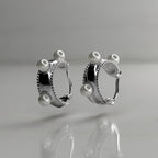 Vintage-Inspired Pearl Studded 92.5 Silver Hoops