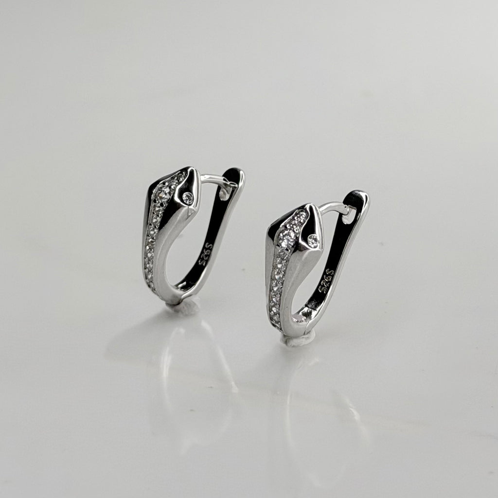 The Serpentine Pavé 92.5 Silver Huggies