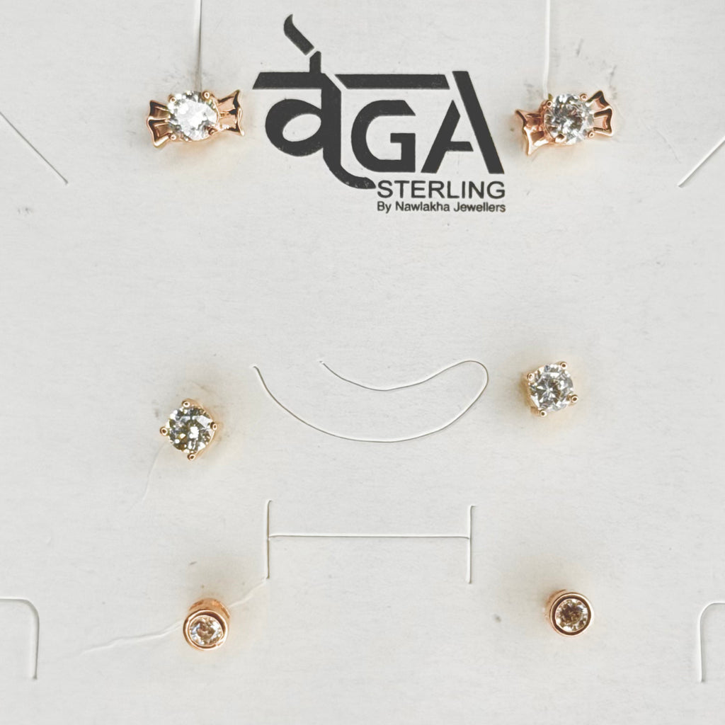 The Romantic Bow Curated 3-Piece 92.5 Silver Stud Set