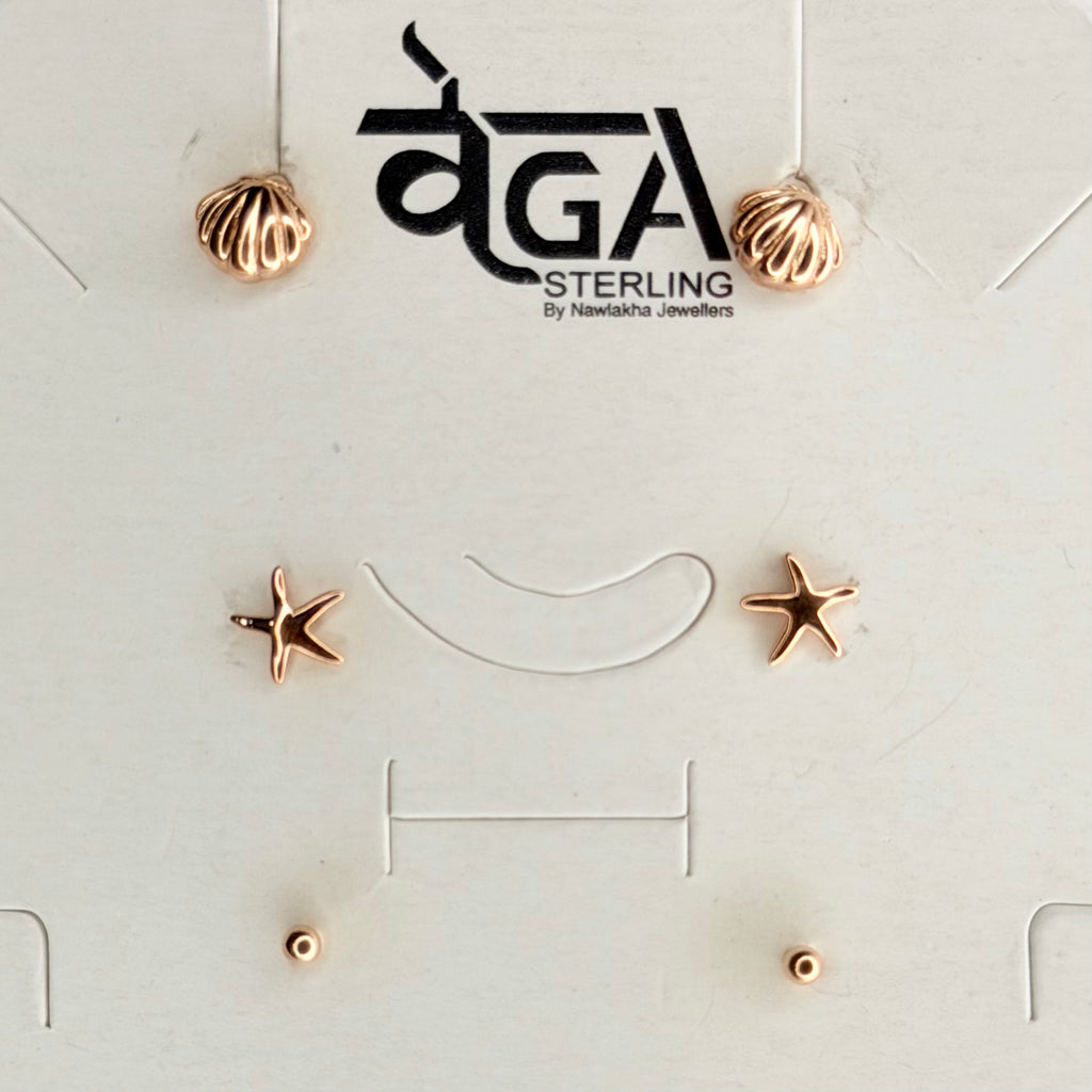 The Coastal Curated 3-Piece 92.5 Silver Stud Set