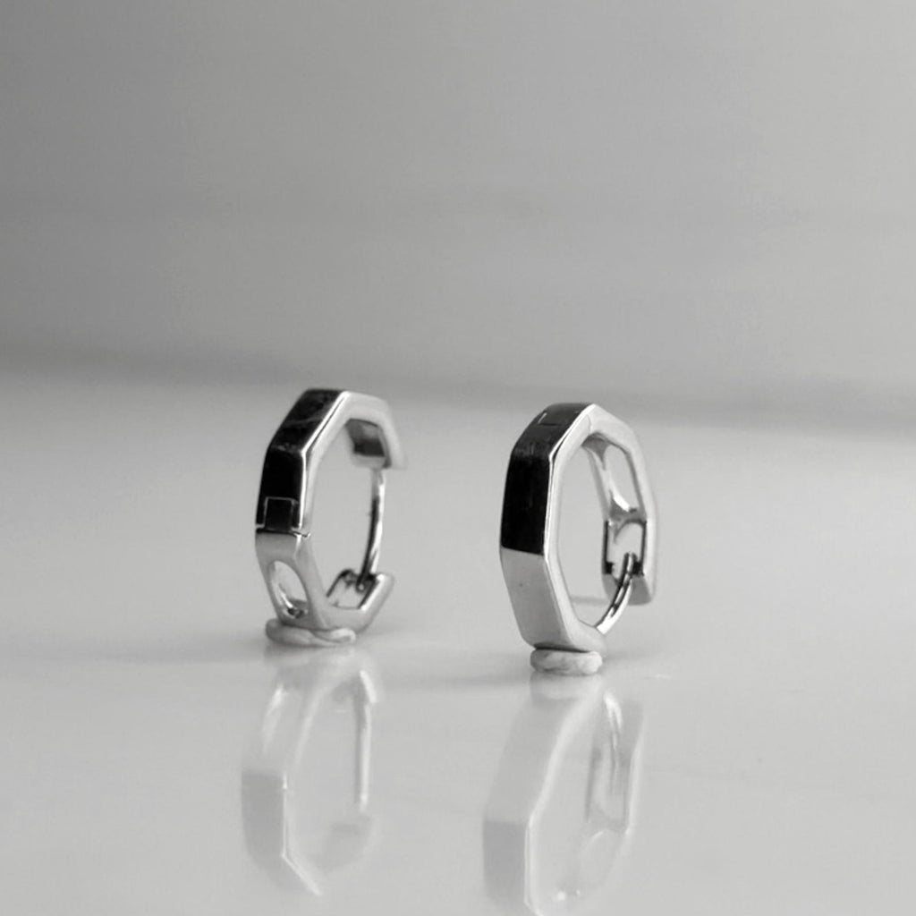 Minimalist Polished Polygon 92.5 Silver Hoops