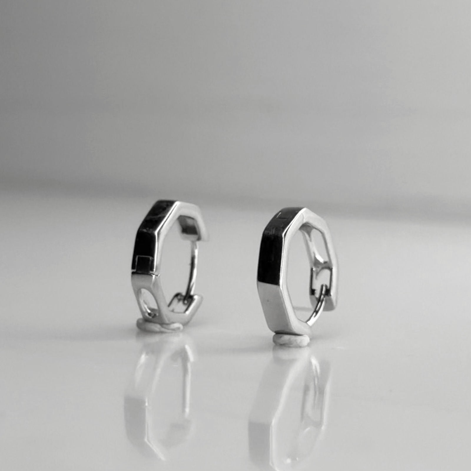 Minimalist Polished Polygon 92.5 Silver Hoops