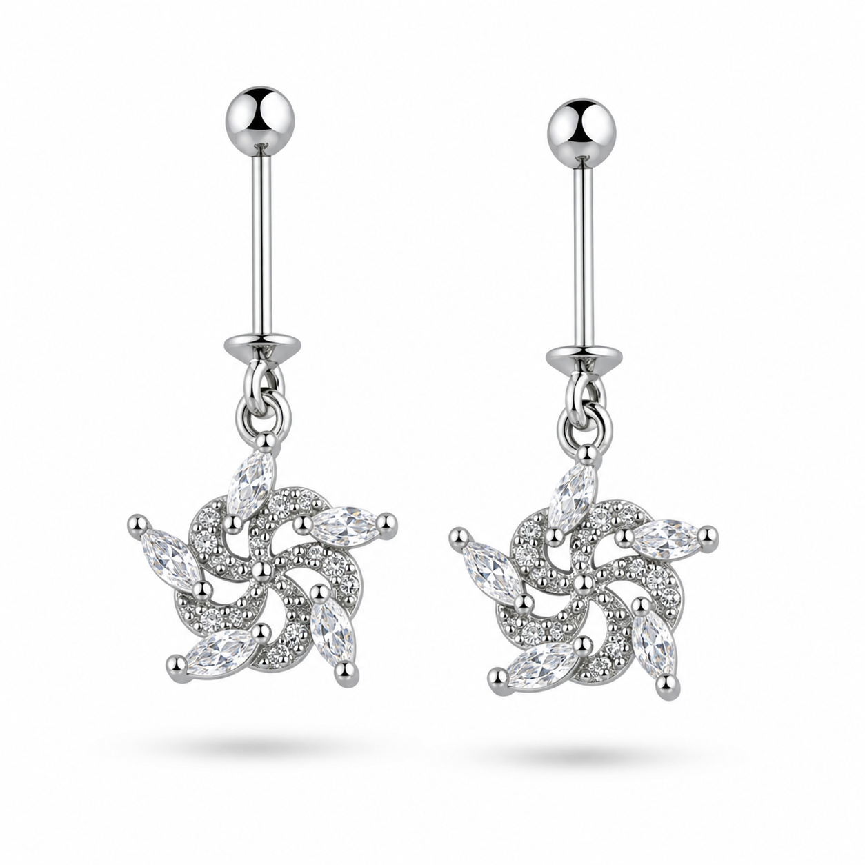 Radiant Marquise Swirl 92.5 Silver Earrings (HELIX)