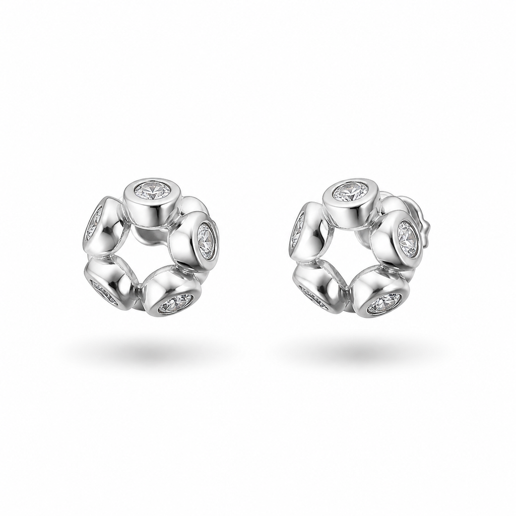 Sparkling Blossom Cluster 92.5 Silver Earrings