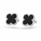 Classic Onyx-Style 92.5 Silver Alhambra Earrings