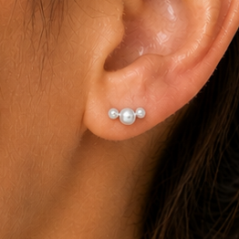 Minimalist Arc Pearl 92.5 Silver Earrings