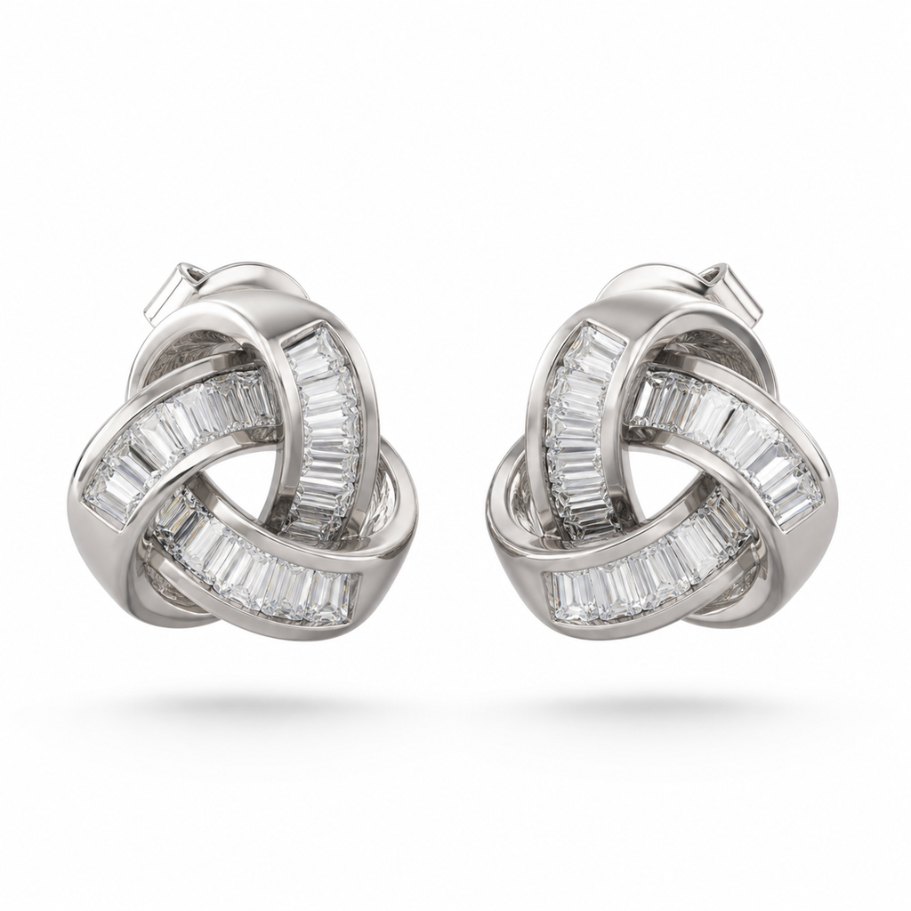 Luxe Baguette Ribbon 92.5 Silver Studs