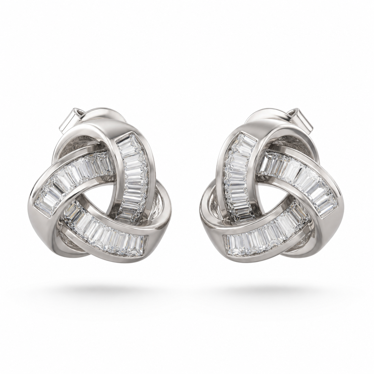 Luxe Baguette Ribbon 92.5 Silver Studs