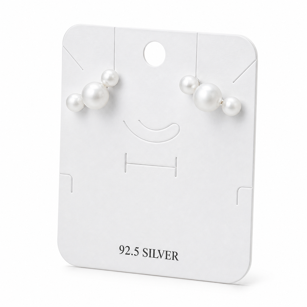Minimalist Arc Pearl 92.5 Silver Earrings