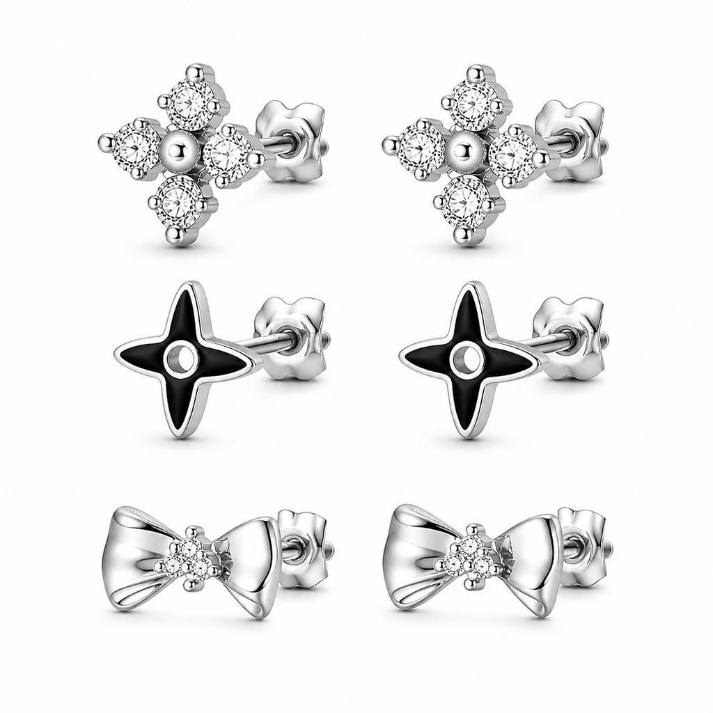 The Everyday Essentials 3-Pair 92.5 Silver Stud Set