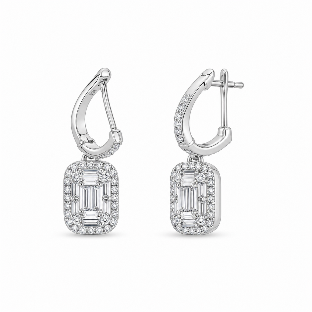 Luxe Crystal Rectangle 92.5 Silver EARING