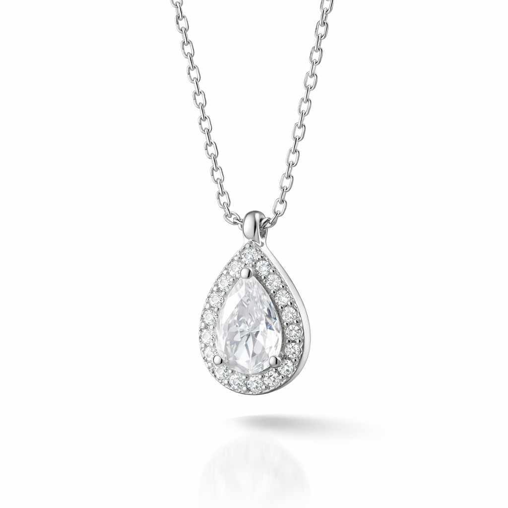 The Vega Teardrop Halo Necklace