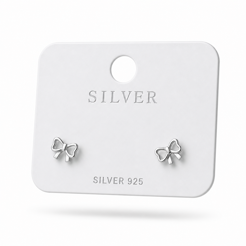 Classic Silver Sweetheart Bow Studs