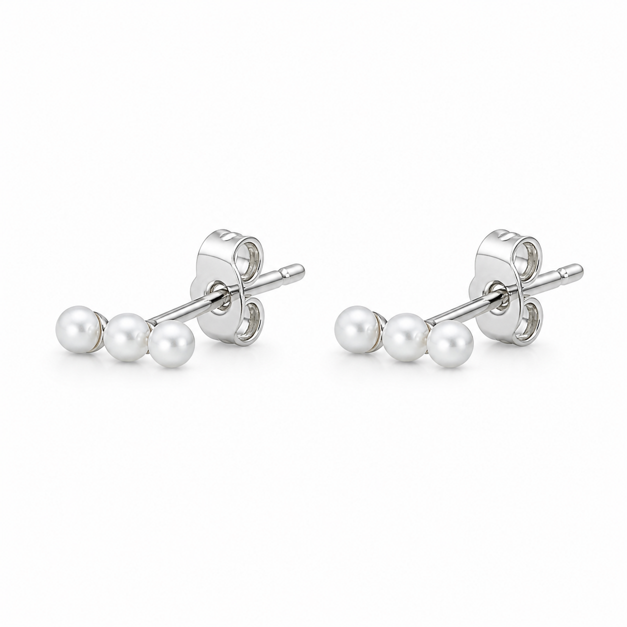 The Triple Pearl Linear 92.5 Silver Studs