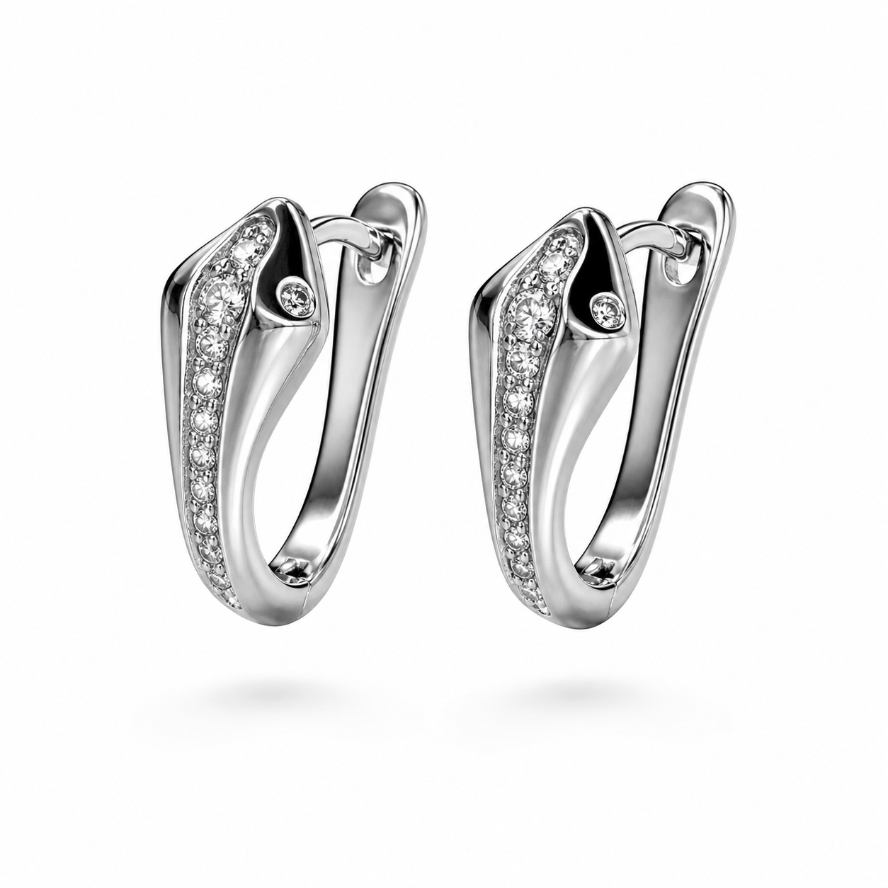 The Serpentine Pavé 92.5 Silver Huggies